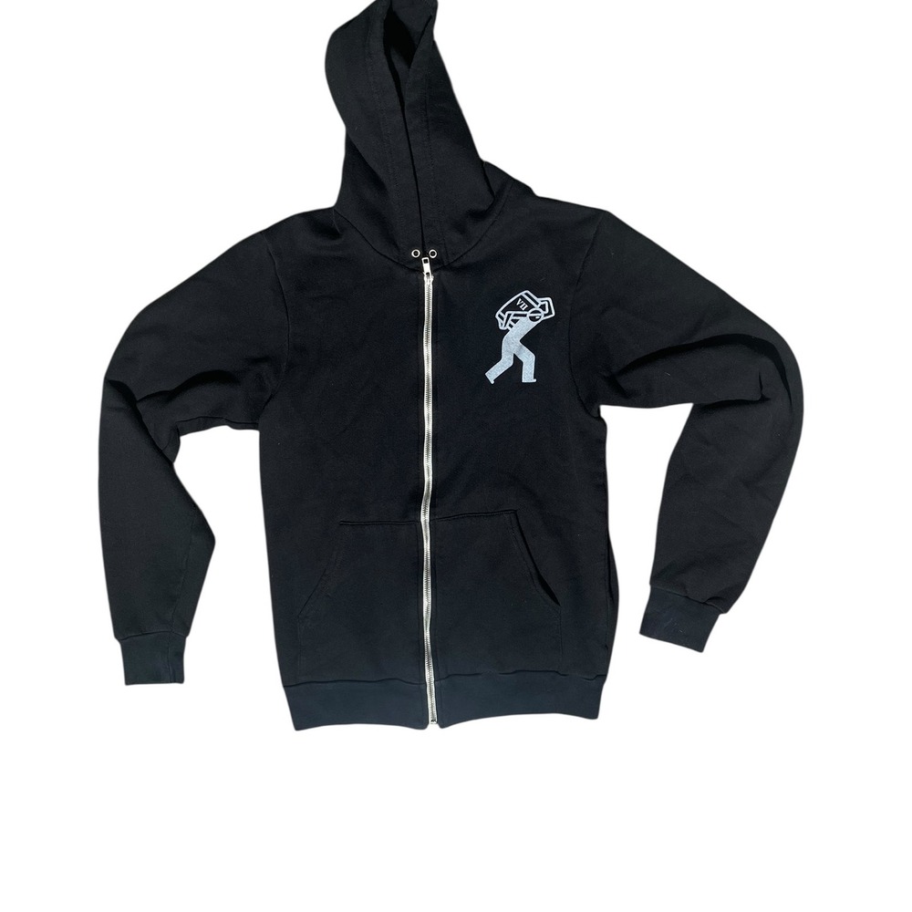 American Apparel Jameson Black Barrel Full Zip Hoodie Men's small‎